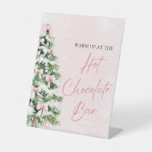 ピンクエレガントの弓クリスマスツリーホットチョコレートバー 台座サイン (正面)