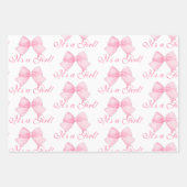 ピンクエレガントの弓コケット女の子ベビーシャワー ラッピングペーパーシート (正面3)