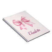 ピンクエレガントの弓スパイラパーソナライズされたル手帳 ノートブック (右側)