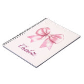 ピンクエレガントの弓スパイラパーソナライズされたル手帳 ノートブック (左側)