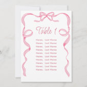 ピンクエレガントの弓台の番号カードの座席表 招待状 (正面)