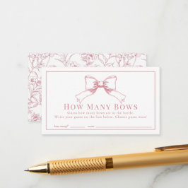 ピンクエレガントの弓女の子の赤ちゃんシャワーいくつ弓 エンクロージャーカード