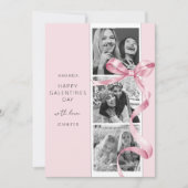 ピンクエレガントの弓3フォトガレンティンデイカード シーズンカード (正面)