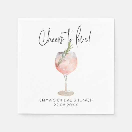 ピンクエレガントの応援を愛するブライダルシャワーナプキンス スタンダードカクテルナプキン (正面)