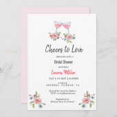 ピンクエレガントの応援を愛するブライダルシャワー 案内状 (正面/裏面)