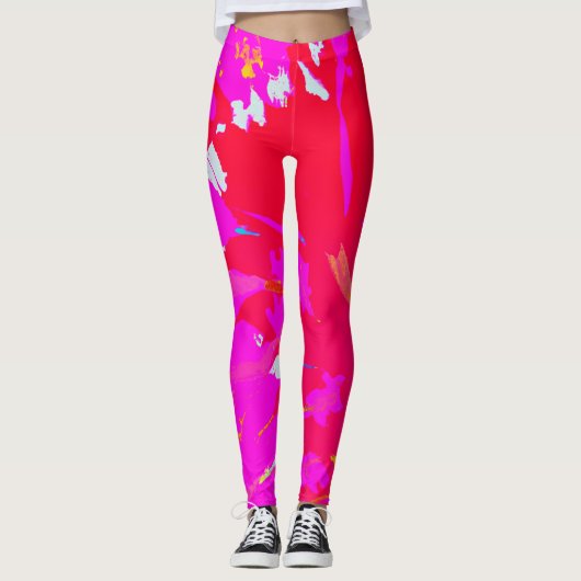 ピンクエレガントの抽象芸術パターン レギンス (正面)