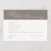 ピンクエレガントの暖かい灰色のブライダルシャワーウェルウィッシュ アドバイスカード (正面)