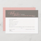 ピンクエレガントの暖かい灰色のブライダルシャワーウェルウィッシュ アドバイスカード (正面/裏面)