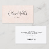 ピンクエレガントの書道ソーシャルメディアのアイコン 名刺 (正面/裏面)
