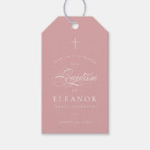 ピンクエレガントの書道バプテスマ ギフトタグ (正面)
