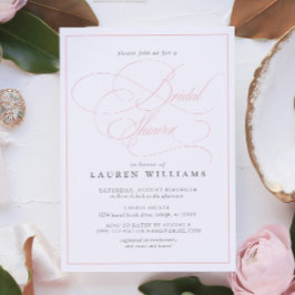 ピンクエレガントの書道フォーマルブライダルシャワー 招待状