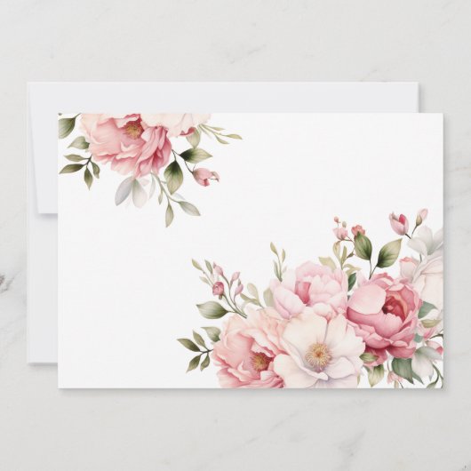 ピンクエレガントの書道フローラベビー写真誕生 案内状 (裏面)