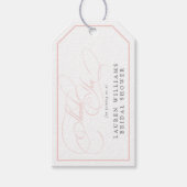 ピンクエレガントの書道ブライダルシャワーありがとう ギフトタグ (正面)