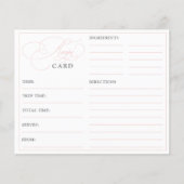 ピンクエレガントの書道ブライダルシャワーレシピカード (正面)