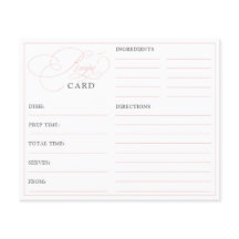 ピンクエレガントの書道ブライダルシャワーレシピカード