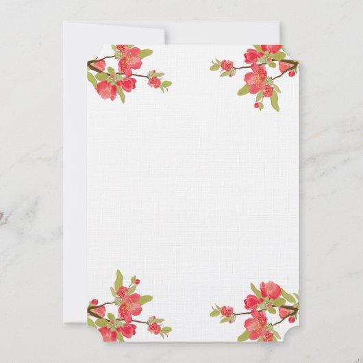 ピンクエレガントの木が赤ちゃんシャワーを咲く 招待状 (裏面)