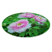 ピンクエレガントの木の牡丹の花と黄色の中心 カッティングボード (角)