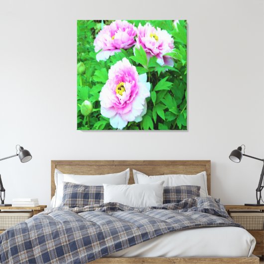 ピンクエレガントの木の牡丹の花と黄色の中心 キャンバスプリント (インサイチュ (寝室))