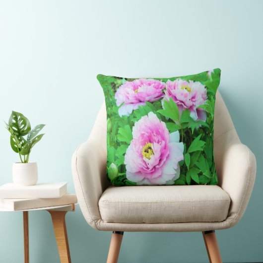 ピンクエレガントの木の牡丹の花と黄色の中心 クッション (椅子)