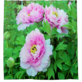 ピンクエレガントの木の牡丹の花と黄色の中心 シャワーカーテン (正面)