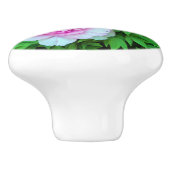 ピンクエレガントの木の牡丹の花と黄色の中心 セラミックノブ (側面)