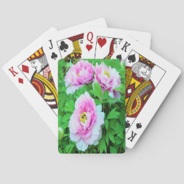 ピンクエレガントの木の牡丹の花と黄色の中心 トランプ