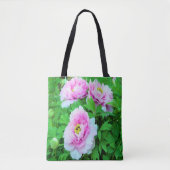ピンクエレガントの木の牡丹の花と黄色の中心 トートバッグ (正面)