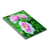 ピンクエレガントの木の牡丹の花と黄色の中心 ノートブック (右側)