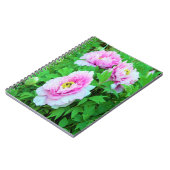 ピンクエレガントの木の牡丹の花と黄色の中心 ノートブック (左側)