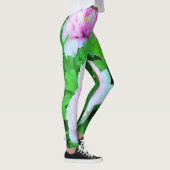 ピンクエレガントの木の牡丹の花と黄色の中心 レギンス (右)