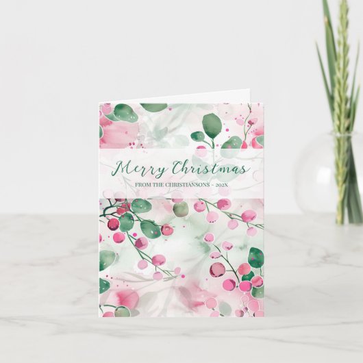 ピンクエレガントの果実フローラクリスマス シーズンカード (正面)