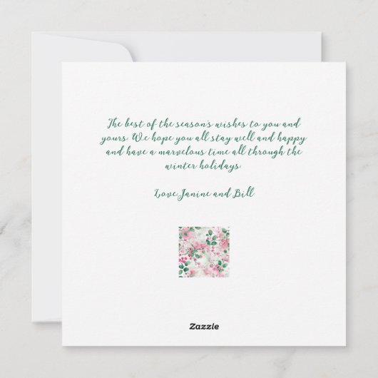 ピンクエレガントの果実フローラクリスマス シーズンカード (裏面)