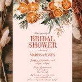 ピンクエレガントの柑橘類フローラブライダルシャワー 招待状