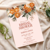 ピンクエレガントの柑橘類フローラブライダルシャワー 招待状