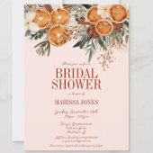 ピンクエレガントの柑橘類フローラブライダルシャワー 招待状