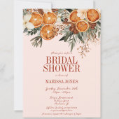 ピンクエレガントの柑橘類フローラブライダルシャワー 招待状