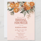ピンクエレガントの柑橘類フローラブライダルシャワー 招待状