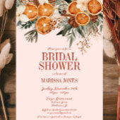 ピンクエレガントの柑橘類フローラブライダルシャワー 招待状