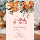 ピンクエレガントの柑橘類フローラブライダルシャワー 招待状