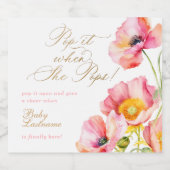 ピンクエレガントの桃のフローラポップ・アートの彼女がポップ スパークリングワインラベル (シングルラベル)