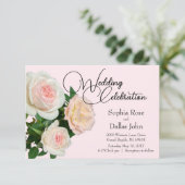 ピンクエレガントの桃の白いバラ 招待状 (スタンド正面)