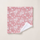 ピンクエレガントの桃レース浴室用タオルセット バスタオルセット (ウォッシュタオル)