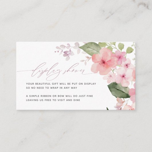 ピンクエレガントの桜の花がシャワーを表示 エンクロージャーカード (正面)