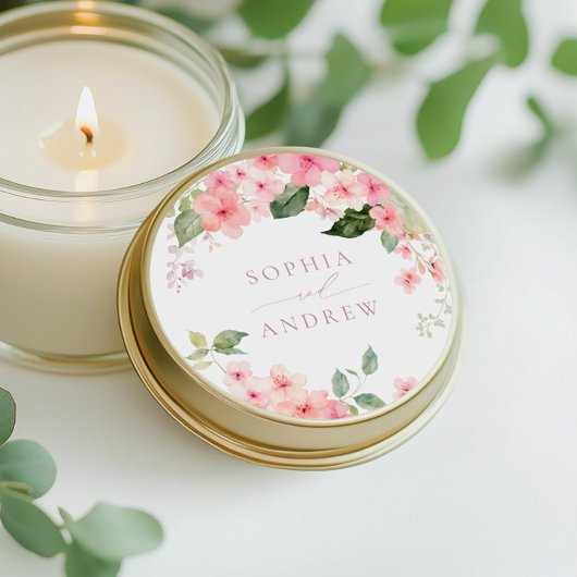 ピンクエレガントの桜の花結婚の数 ラウンドシール