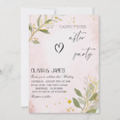ピンクエレガントの植物学「楽しく後に続く」結婚の 招待状 (正面)