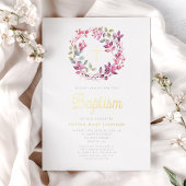 ピンクエレガントの植物宗教少女バプテスマ 箔招待状