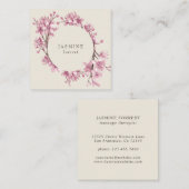 ピンクエレガントの水の色のさくらんぼブロッサムリース スクエア名刺 (正面/裏面)