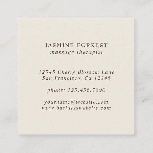 ピンクエレガントの水の色のさくらんぼブロッサムリース スクエア名刺 (裏面)