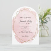 ピンクエレガントの水の色のアーチ型ブライダルシャワー 招待状 (スタンド正面)