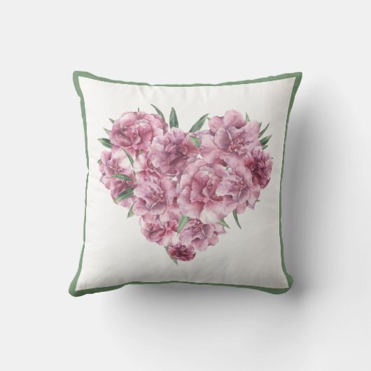 ピンクエレガントの水の色のバラ牡丹の緑 クッション (裏面)